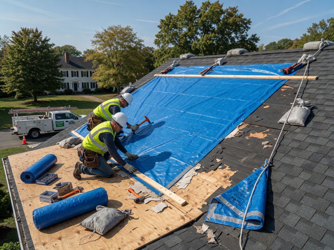 Emergency roof tarping services